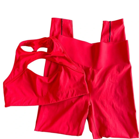 Savage Fenty Hotline High Waist Leggings Hotline Sports Bra Fire engine red Sz L - Picture 9 of 13